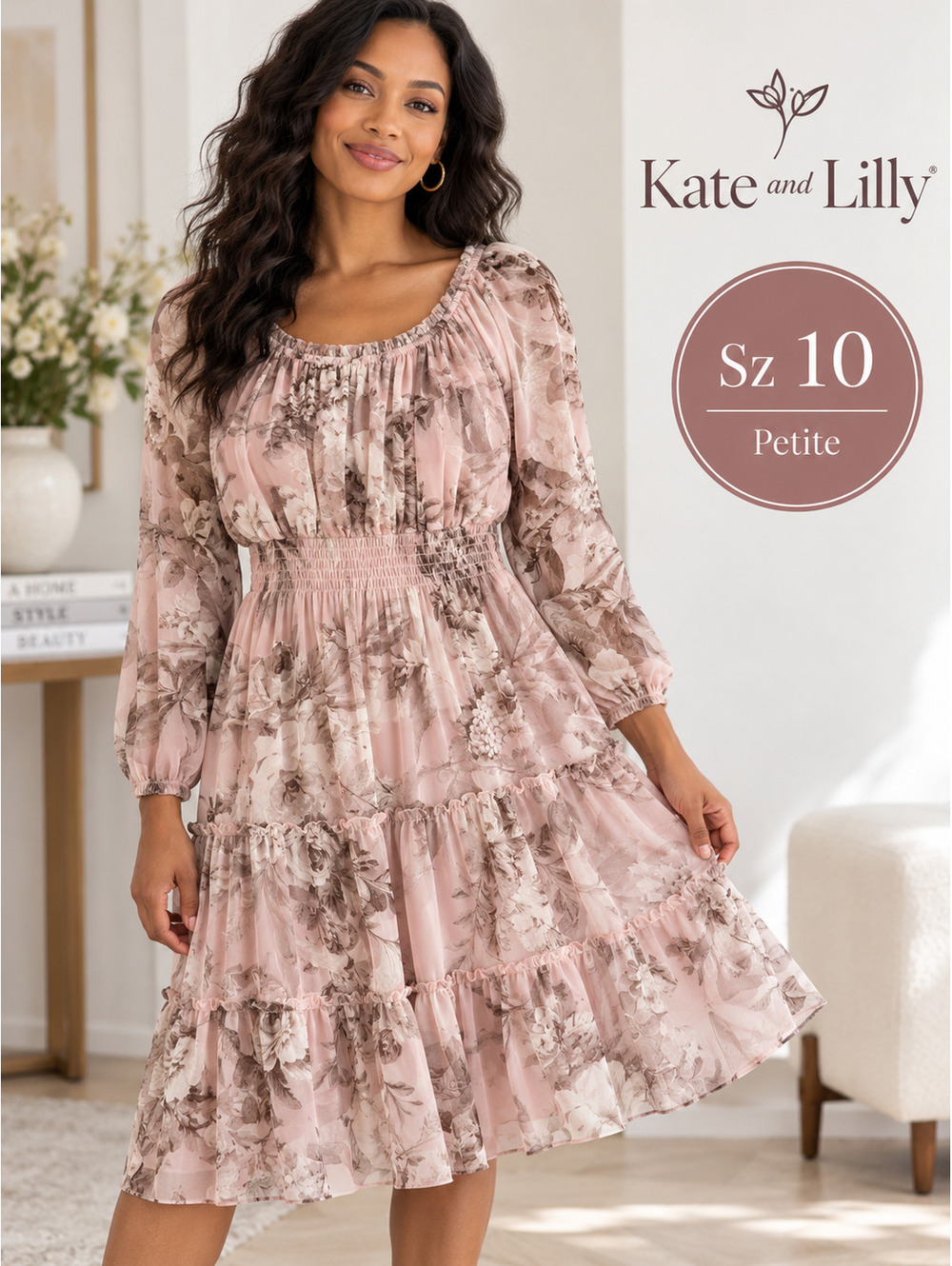 Kate and Lily Petite | 10P | Blush Floral Dress